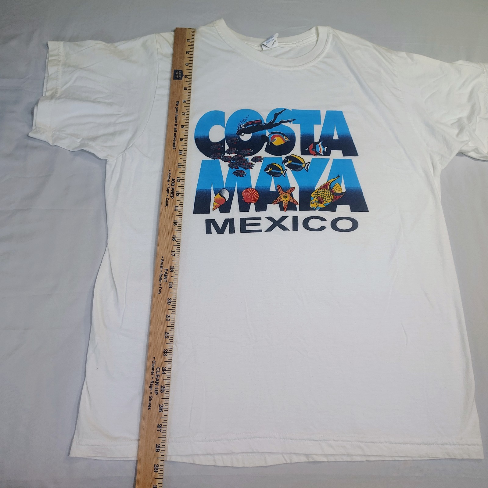 Costa Maya Mexico Shirt White Colorful Graphic Sz XL Sea Life Scuba Diver Fish gallery