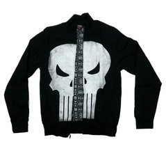 The Punisher Mens Zip Up Jacket – Classic Distressed Logo