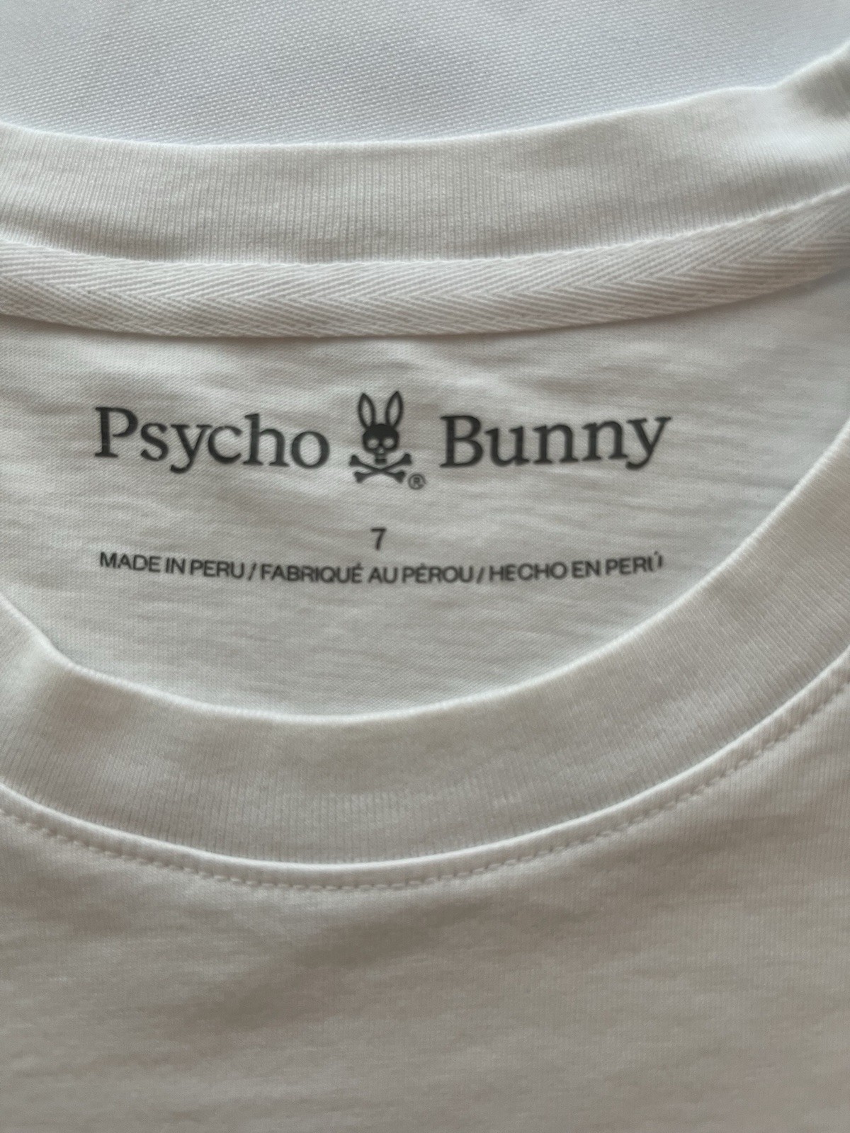 Psycho Bunny Men's Graphic Logo Skull T-Shirt Crew Neck Cotton Knit White 7 gallery