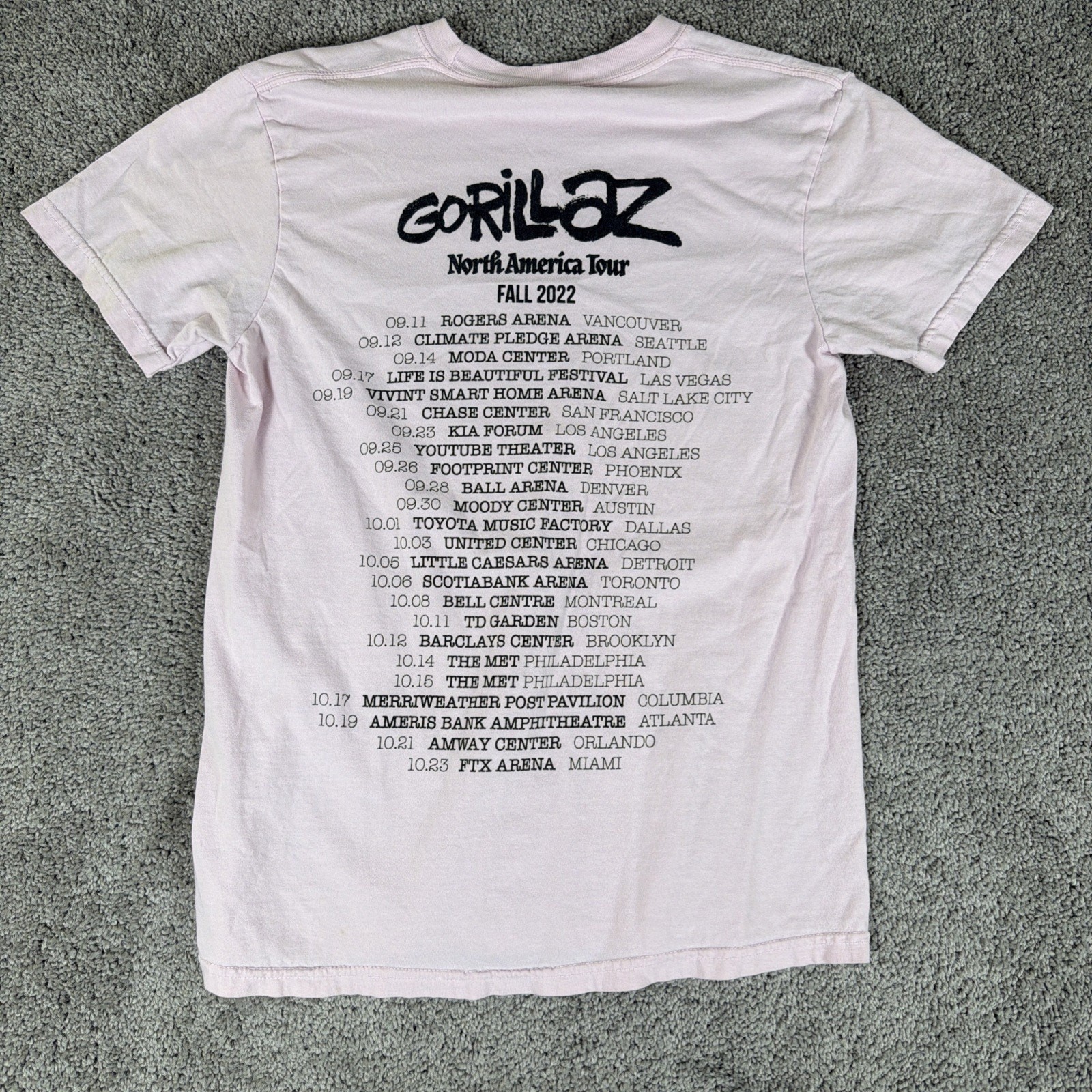 Gorillaz Shirt Adult S Light Pink 2022 North American Tour Double Sided Band Tee gallery