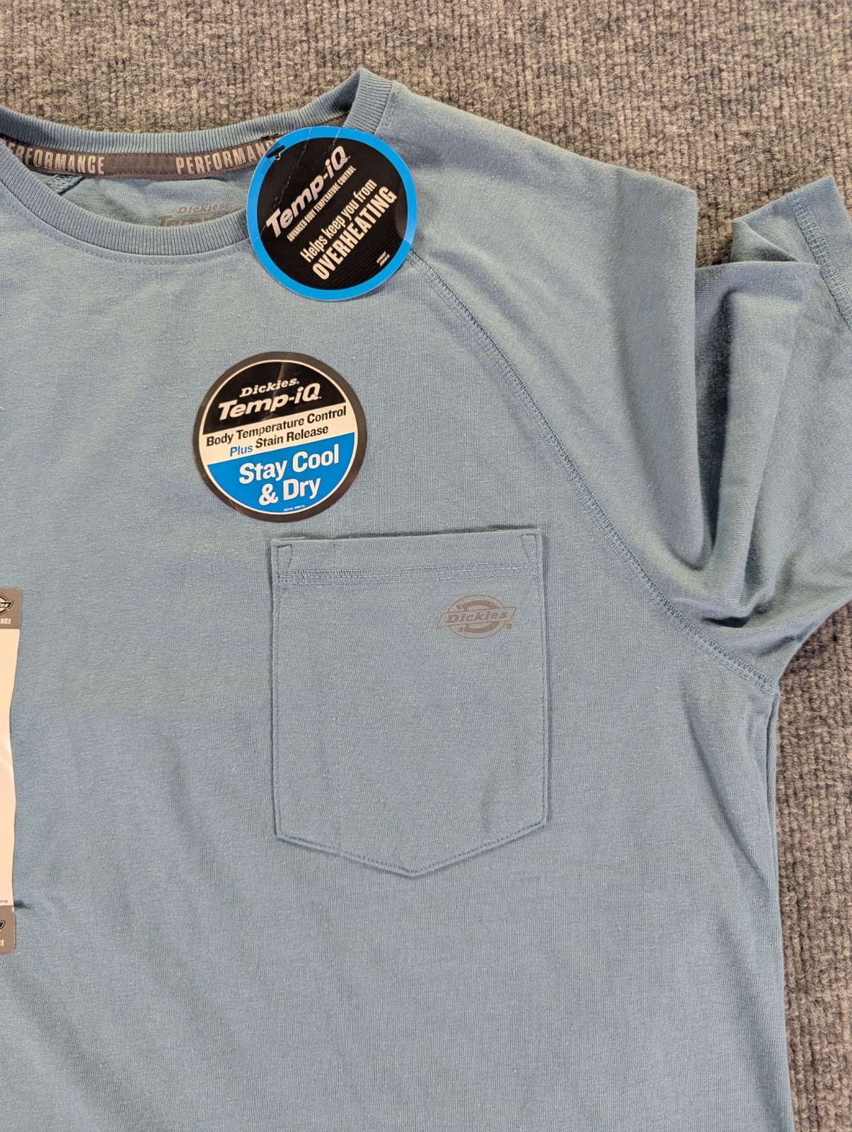 NEW! Dickies Temp iQ Performance Cooling Pocket T Shirt Men's Size Small Blue gallery