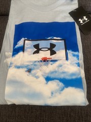 Under Armour Basketball Hoop Cloud Graphic T-Shirt Mens Large Light Blue NWT