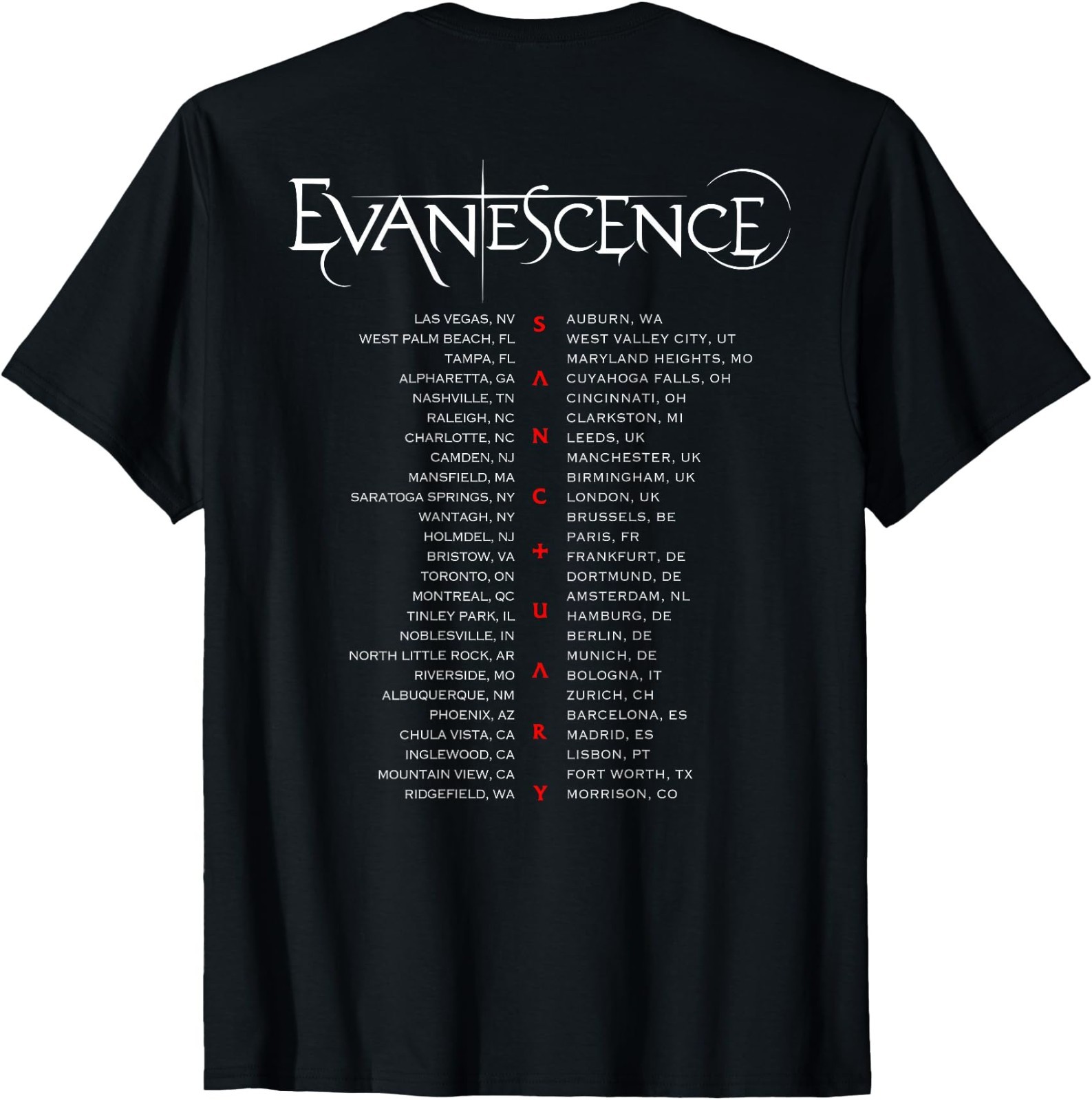 ( Front & Back ) Evanescence 2026 World Tour Date Back Unisex T-Shirt gallery