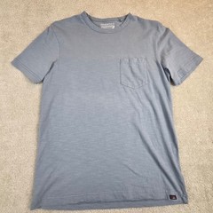 Faherty Sunwashed Organic Cotton Pocket Tee Mens Small Blue Crewneck Slub Shirt