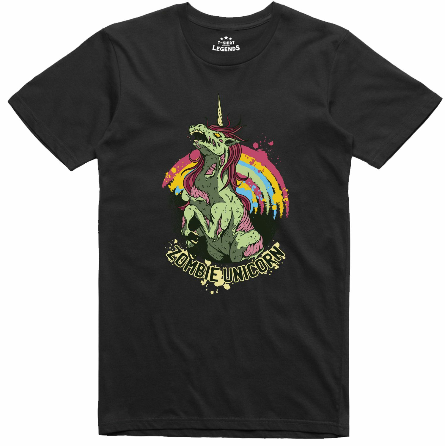 Zombie Unicorn Horror Halloween Gothic Print Design 100% Cotton T Shirt gallery