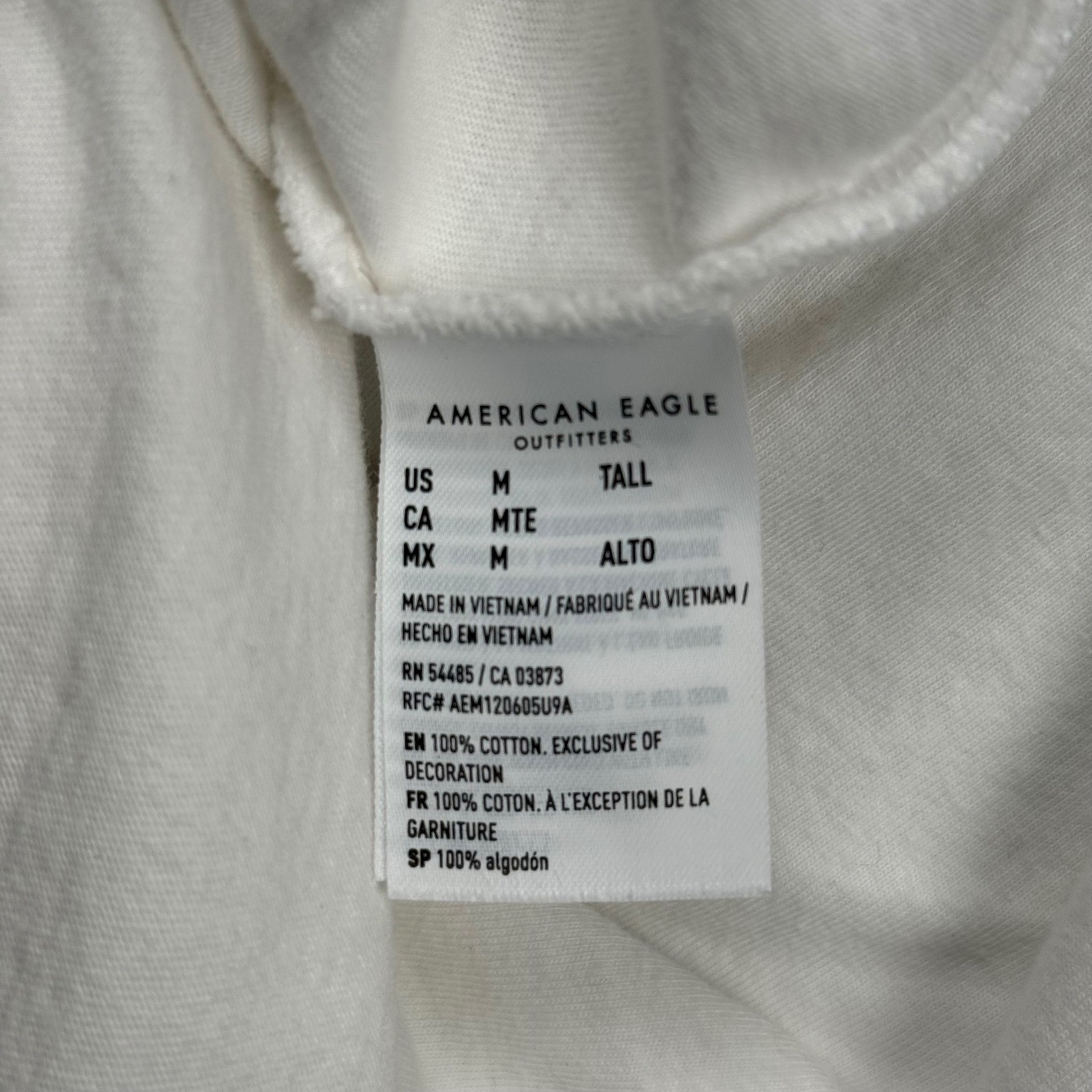 American Eagle T-Shirt Cotton Jersey Minimalist Casual White Medium Tall gallery