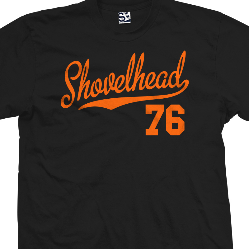 Shovelhead 76 Script Tail Shirt - 1976 Motorcycle Bobber Chopper Ladies Unisex gallery