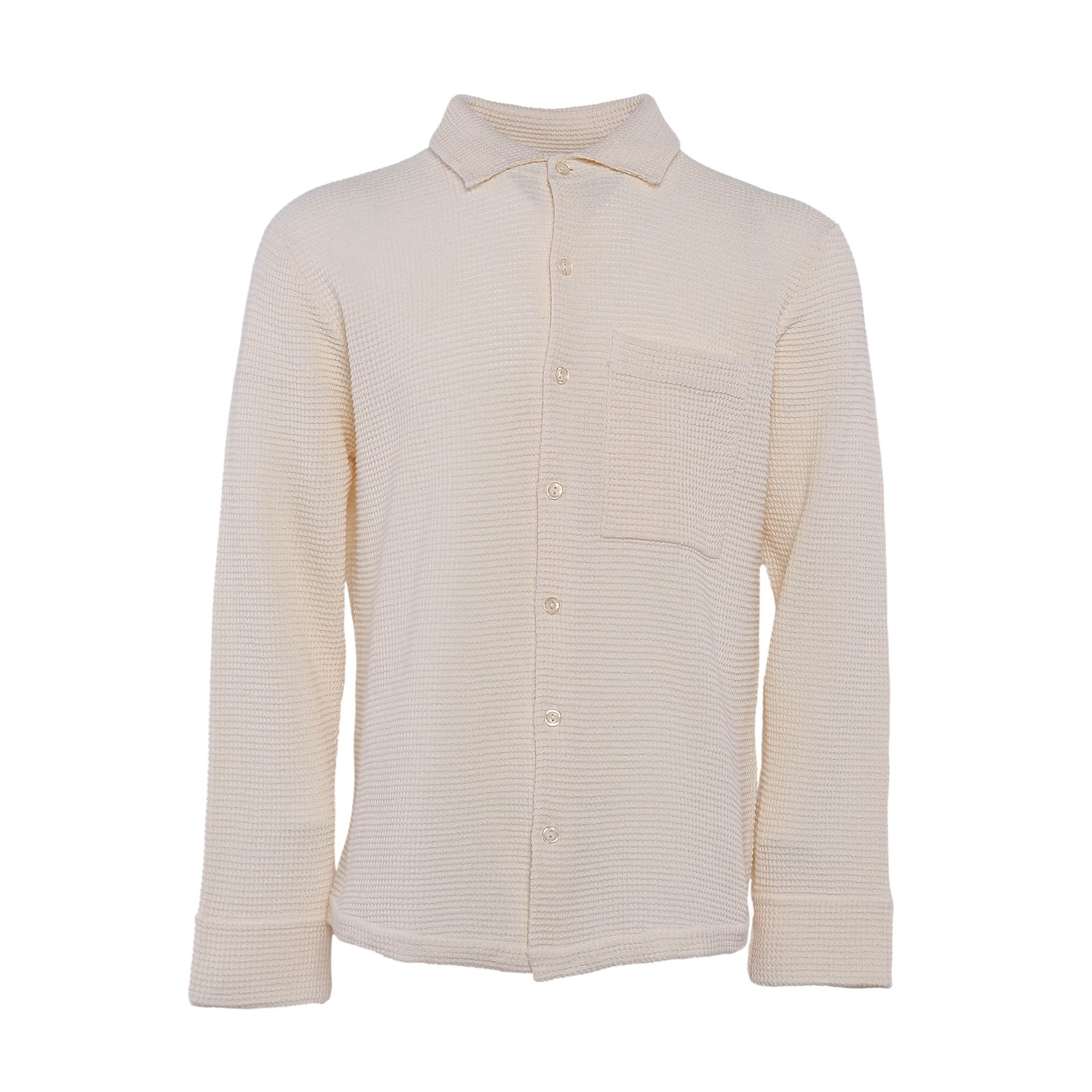 Sandro Men's Beige Knitted Long Sleeve Oversized Shirt Size M SHPTR00540 gallery