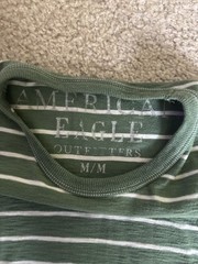 American Eagle Outfitters Men’s M Long Sleeve Crew Neck Striped Logo T-Shirt