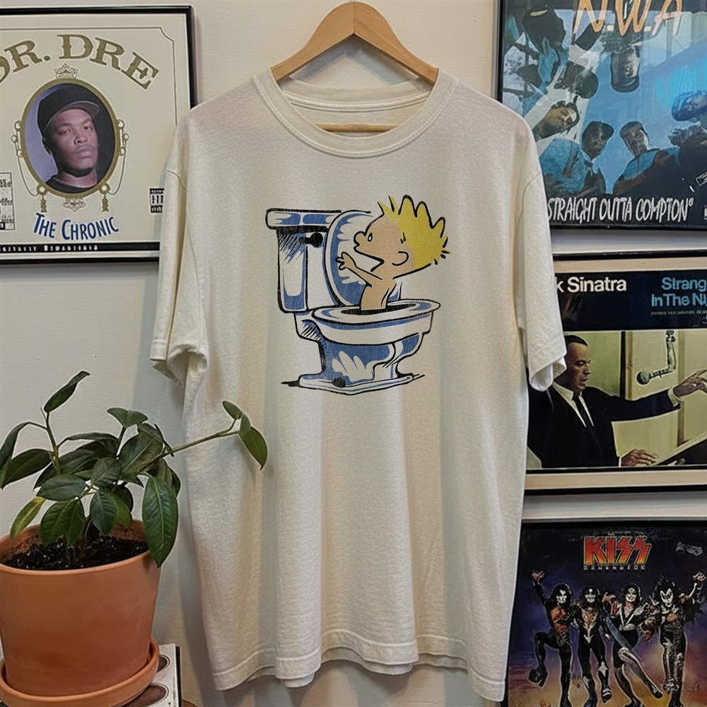 1990 Calvin And Hobbes Spin Cycle Washed T-Shirt White L