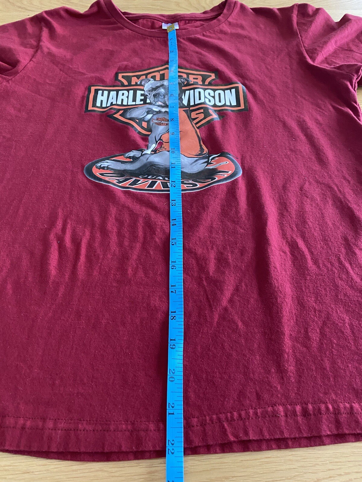 Harley Davidson Muscle Dog Tattoo Red Short Sleeve T-shirt SZ L See Description gallery