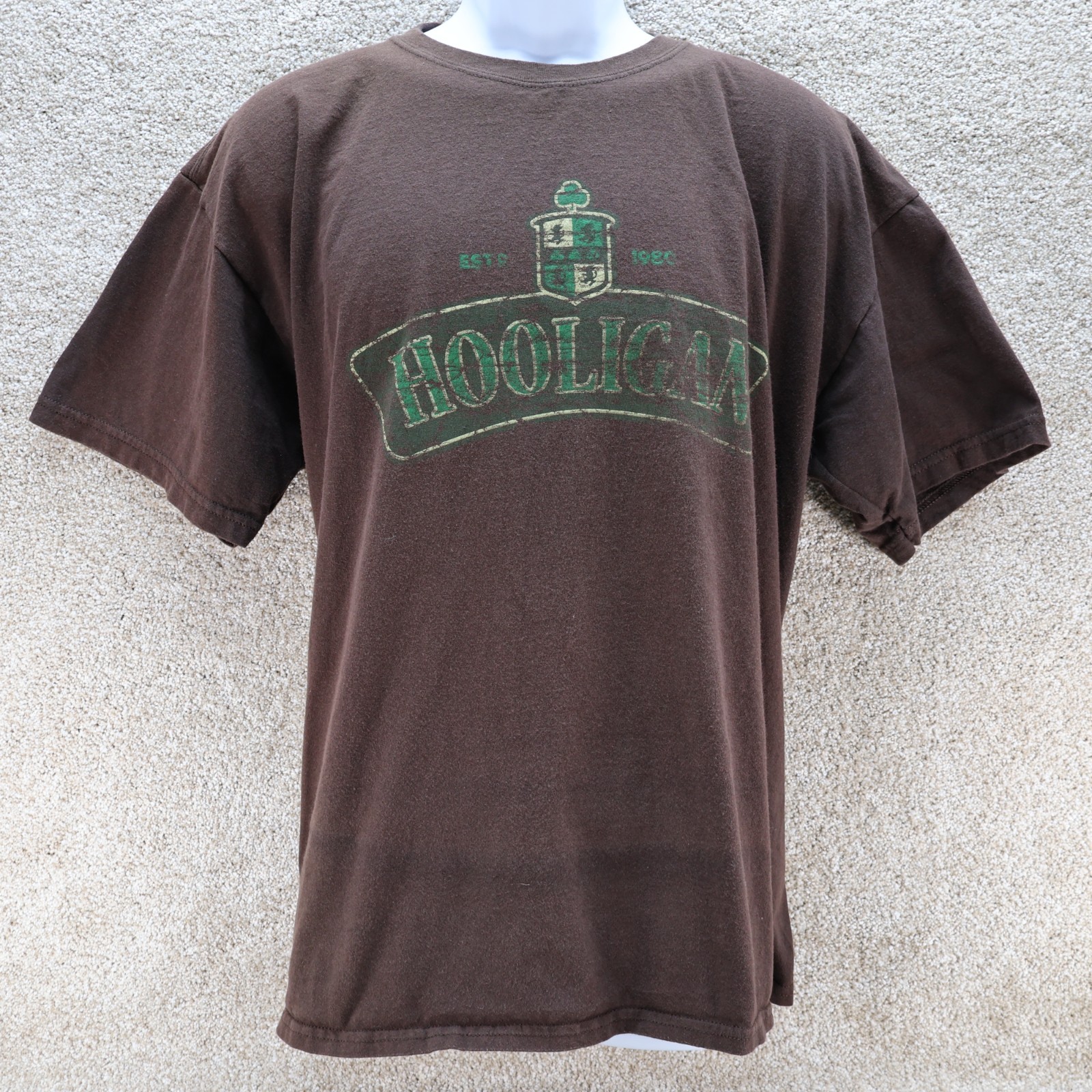 Hooligan Graphic T-Shirt Mens XL Brown Streetwear Tee (see photo for flaw) gallery