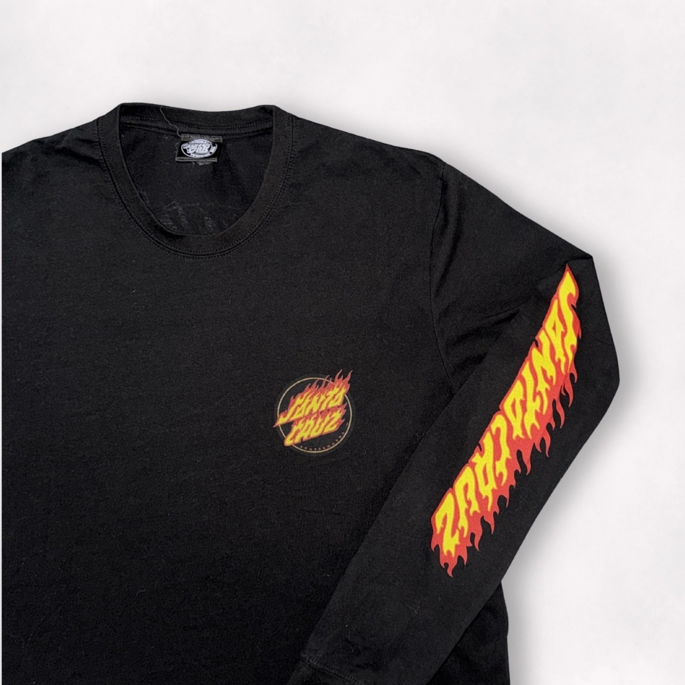 Santa Cruz Skateboards Long Sleeve T Shirt | Size L | Black | Fire Graphic 🔥