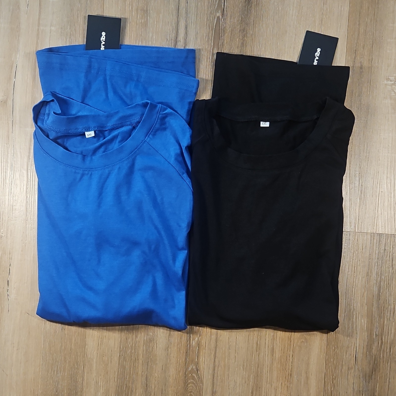 Evervibe Men's XXL Blue & Black Jersey Crew Neck Short Sleeve T-Shirt 2-Pack gallery