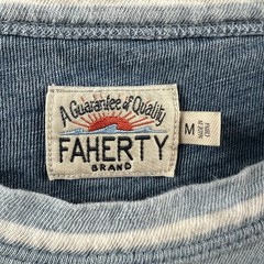 Faherty Shirt Mens Medium Blue Striped Pocket Tee 100% Cotton Nautical Preppy