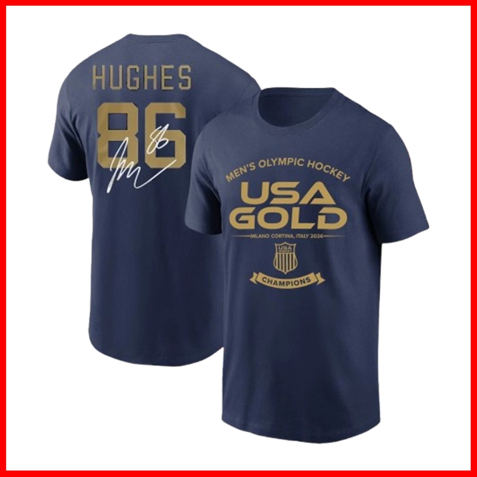 Jack Hughes #86 USA Hockey Team 2026 Winter Olympics Championship Name & Number gallery