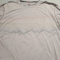 Prana Mens Long Sleeve Graphic Tee Mountain Wave Heather Purple L Hiking Shirt