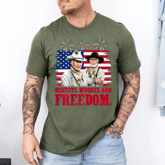 Western Cowboy Biscuits Freedom Fourth of July T-Shirt