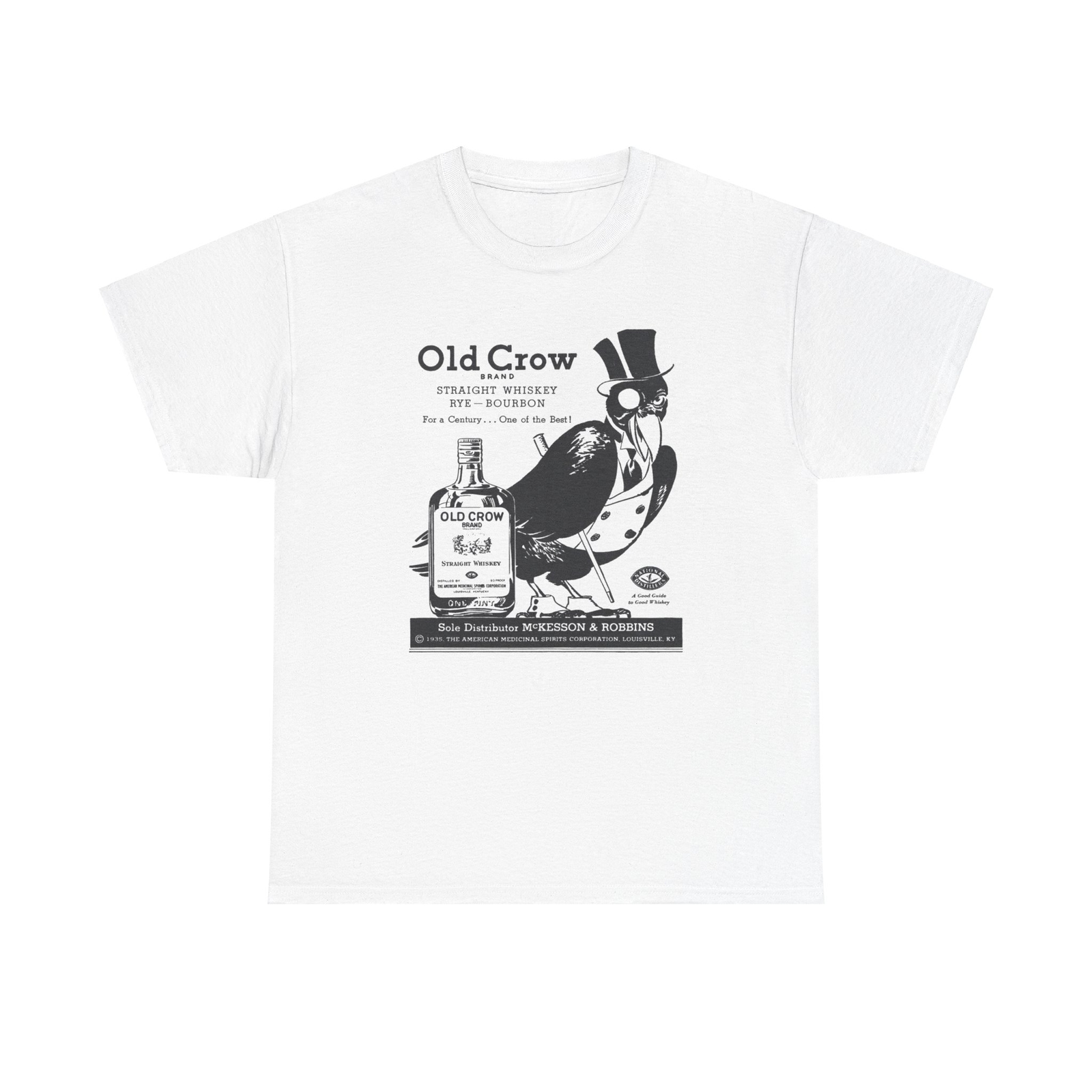 1935 Vintage Liquor Apparel Old Crow Bourbon Tee, Kentucky Whiskey Shirt, Retro
