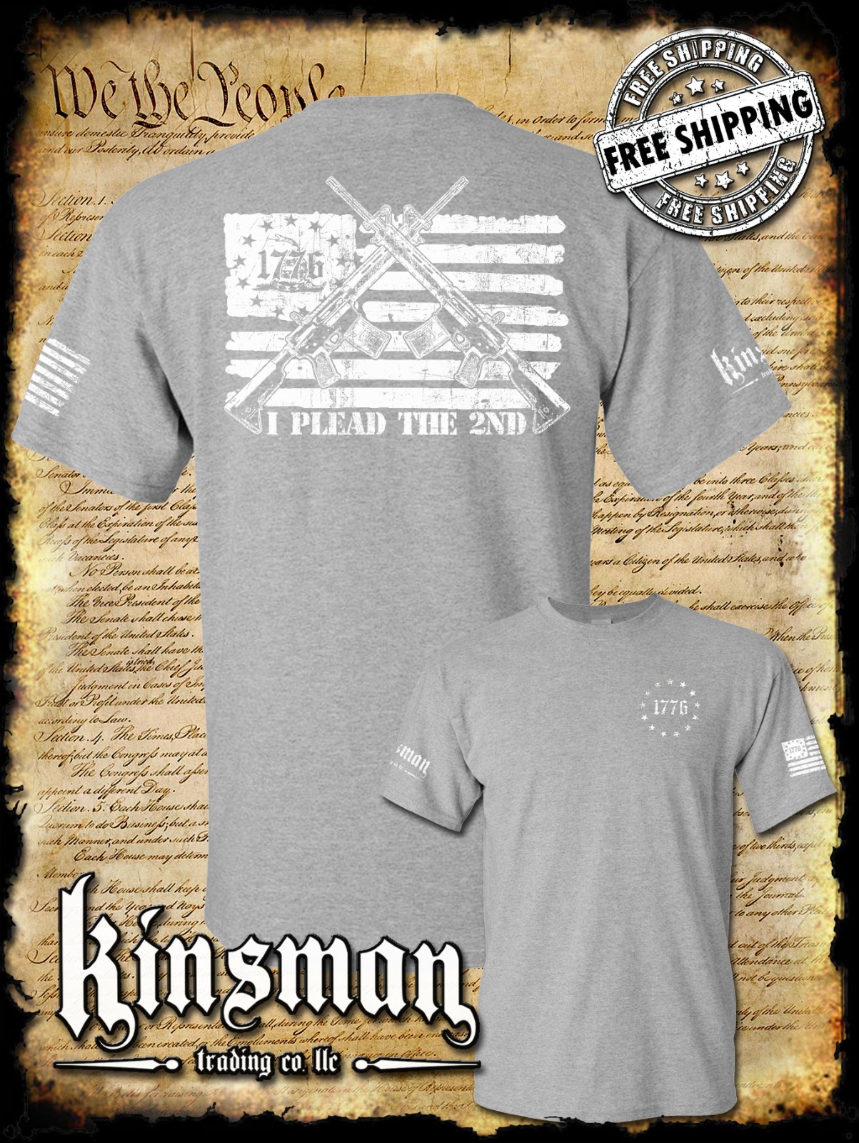 I Plead The 2nd Amendment Pro-Gun T-Shirt / Firearm Rights American Flag 1776 2A gallery