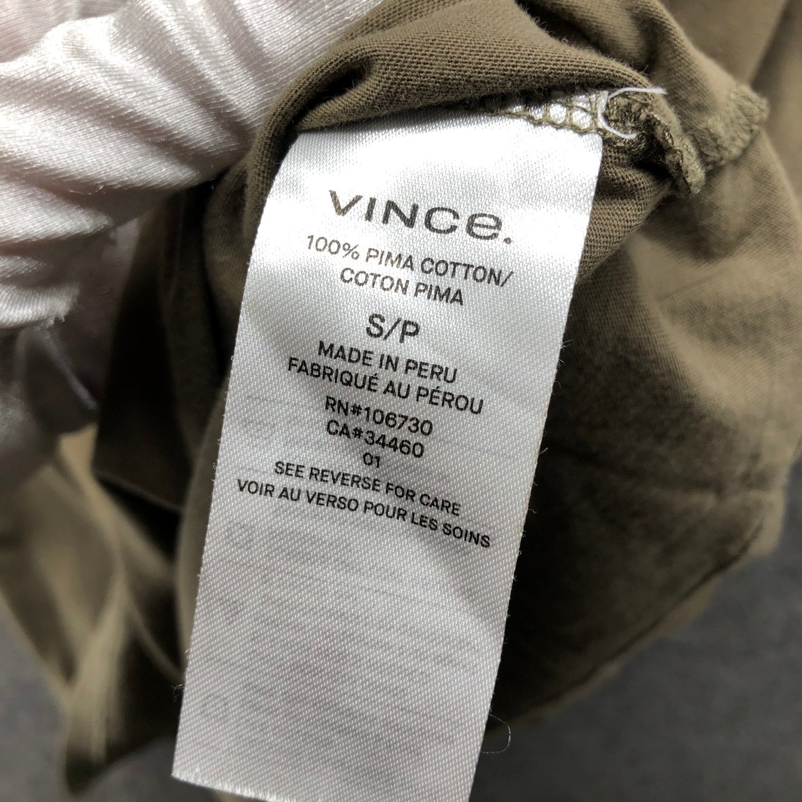 Vince Essential Crew Neck T-Shirt Mens S Pima Cotton Short Sleeve Brown gallery