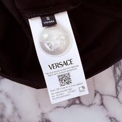 Versace 1013302 Maxi Chain Black Cotton Men’s logo-print T-shirt, Size Small