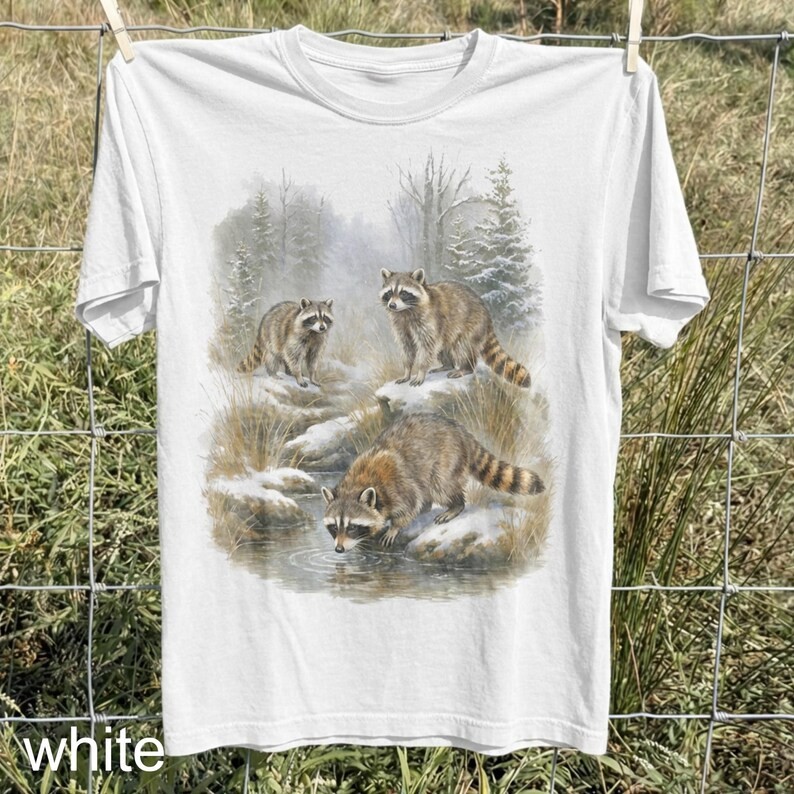 Raccoons River Vintage Nature Comfort Tee Wildlife Animal Graphic gallery