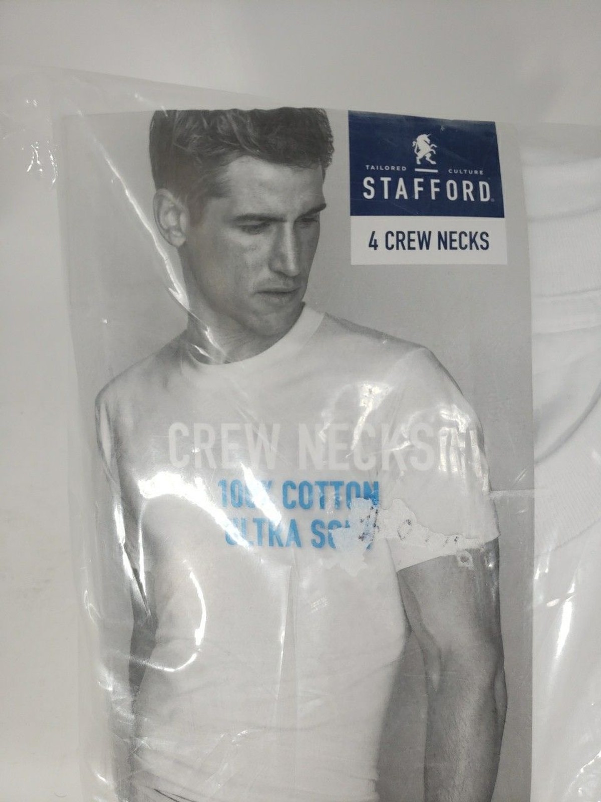 Stafford JCP Large 4 Crew Neck T-Shirts 100% Cotton Ultra Soft NOS Open Package gallery