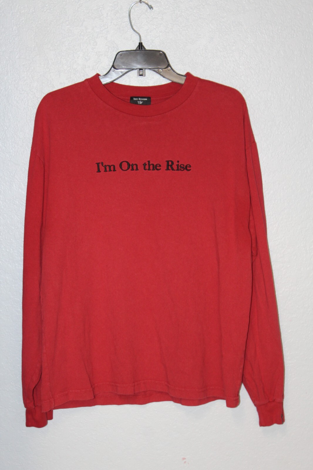 True Religion “I’m On The Rise” Deep-Red Long Sleeve T Shirt Men MEDIUM