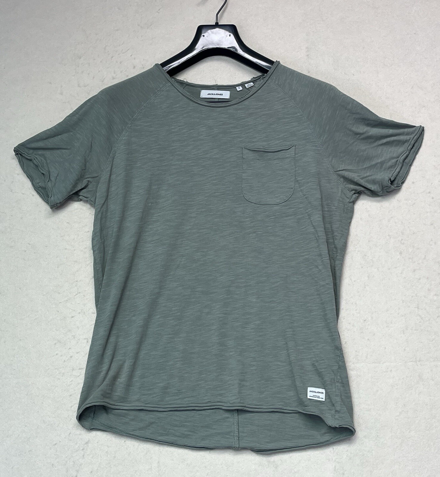 Jack Jones T-Shirt Green Cotton Short Sleeve Front Pocket Crewneck Men’s Size S