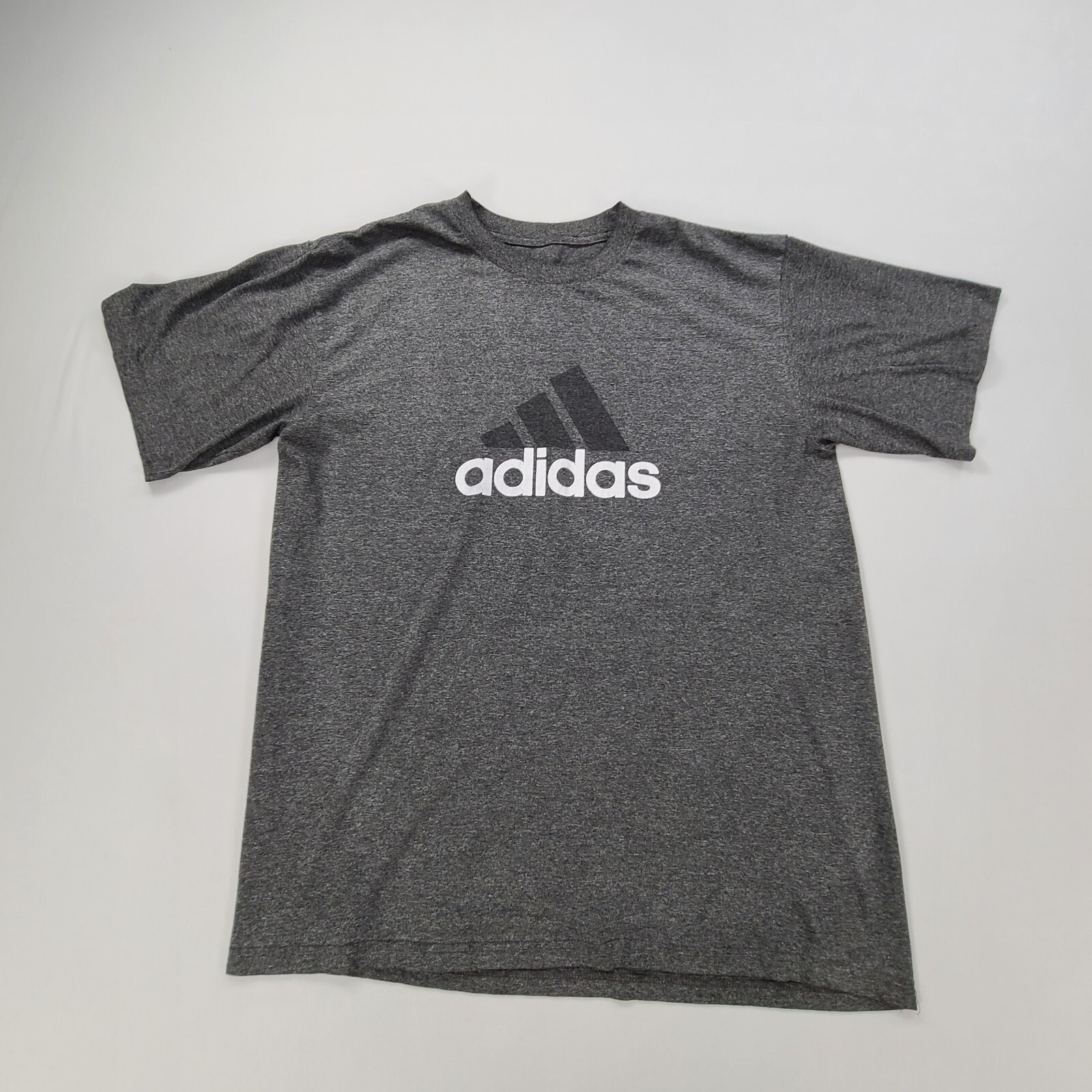 Adidas Shirt Mens Medium Gray Logo Spell Out Lightweight Casual Outdoors