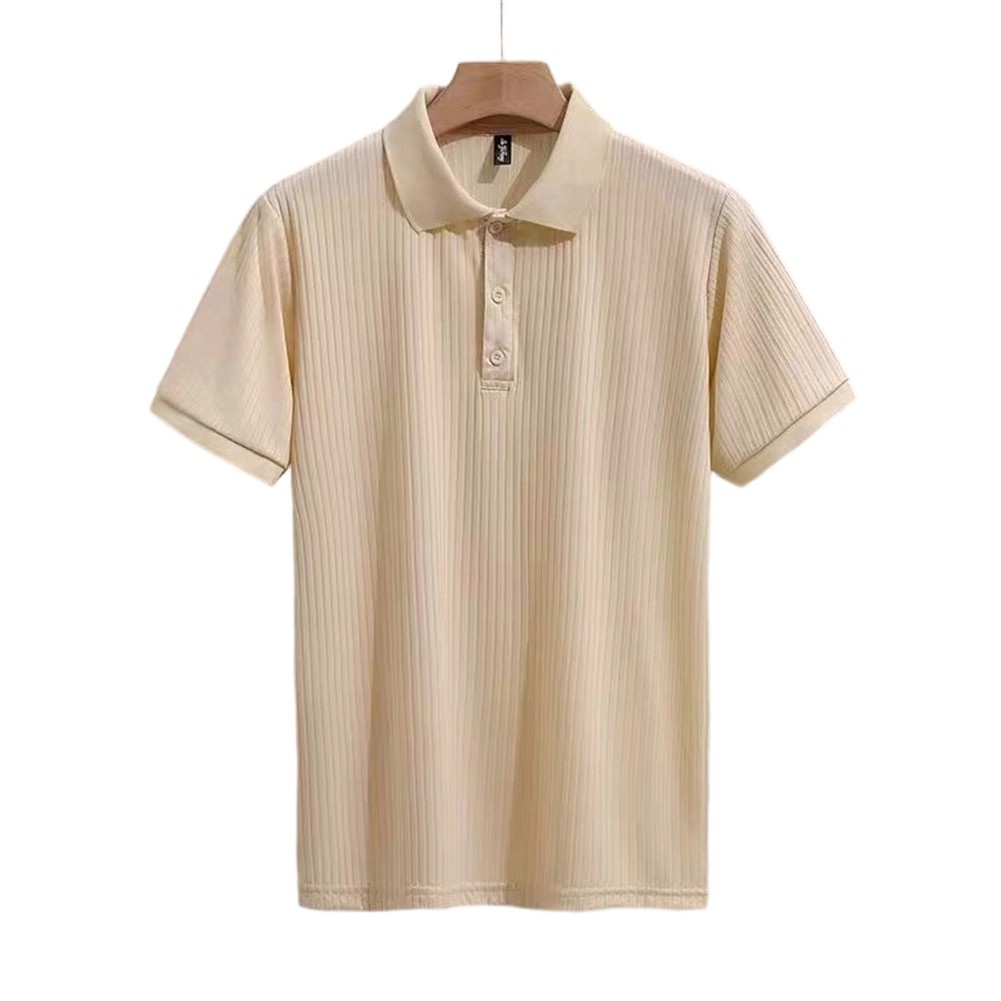 Men's Striped Shirt Short Sleeve Moisture Wicking Lapel Neckline Slight Stretch gallery
