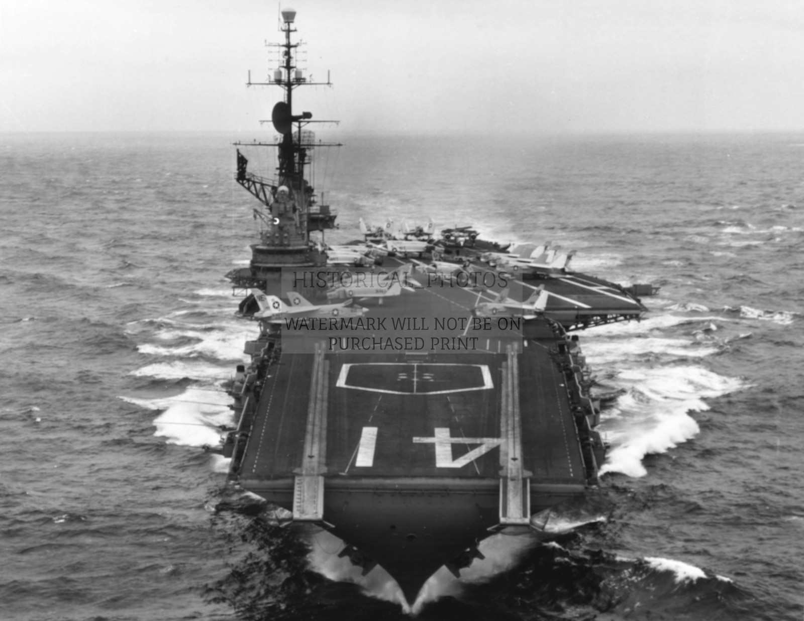 USS MIDWAY AIRCRAFT CARRIER WITH F-4 PHANTOM II 1963 8.5X11 PHOTO