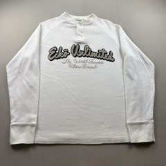 Vintage Ecko Unltd Thermal Shirt Henley Mens Medium White Waffle Knit Hip Hop