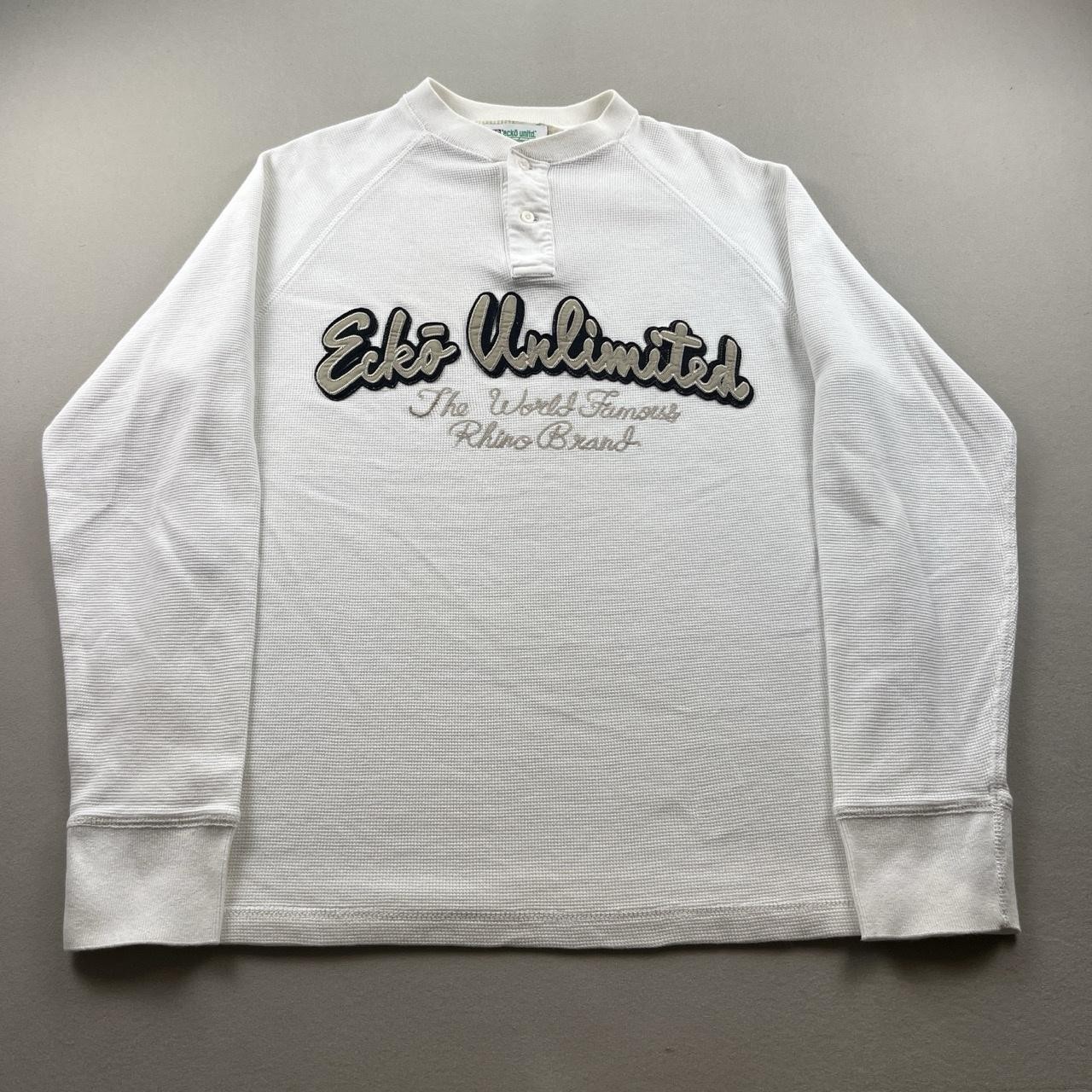 Vintage Ecko Unltd Thermal Shirt Henley Mens Medium White Waffle Knit Hip Hop