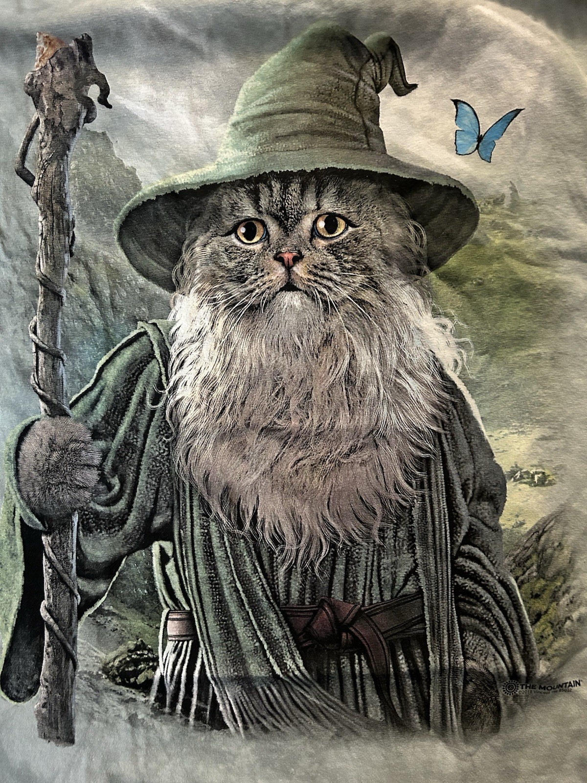 The Mountain Catdalf Print T Shirt Cat Gandalf Lord of the Rings Size XL Fantasy gallery