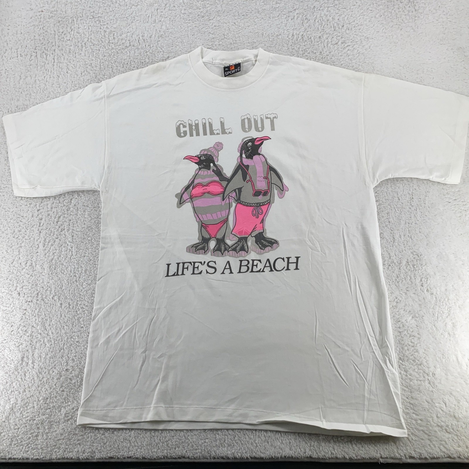 Vintage Heat Color Changing Shirt XL Chill Out Lifes A Beach Penguin 90s Tee gallery