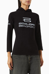NWT Balenciaga AI Generated Logo Hooded Distress 3/4 Sleeve Tee Shirt Sz S $1250