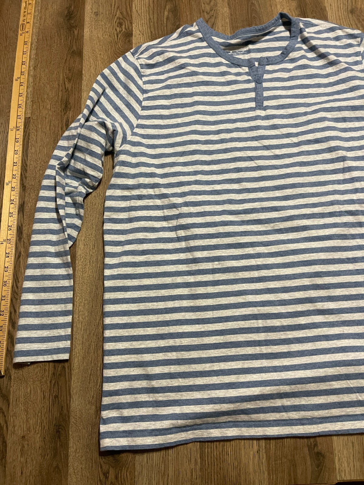 David Archy Shirt, Men's Size XL, Blue White, Striped, Long Sleeve, Henley gallery