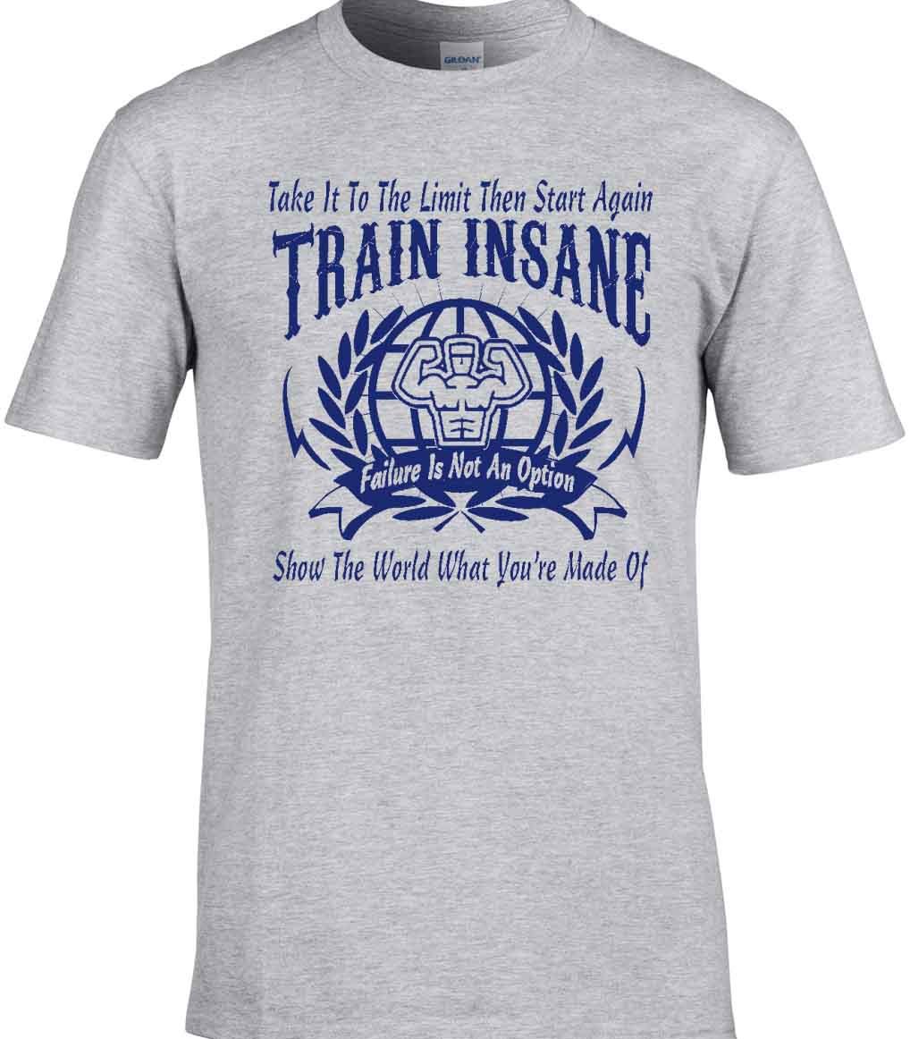 Motivational T-Shirt Gym Exercise Train Insane Keep Fit Work Out Muscle Man gallery
