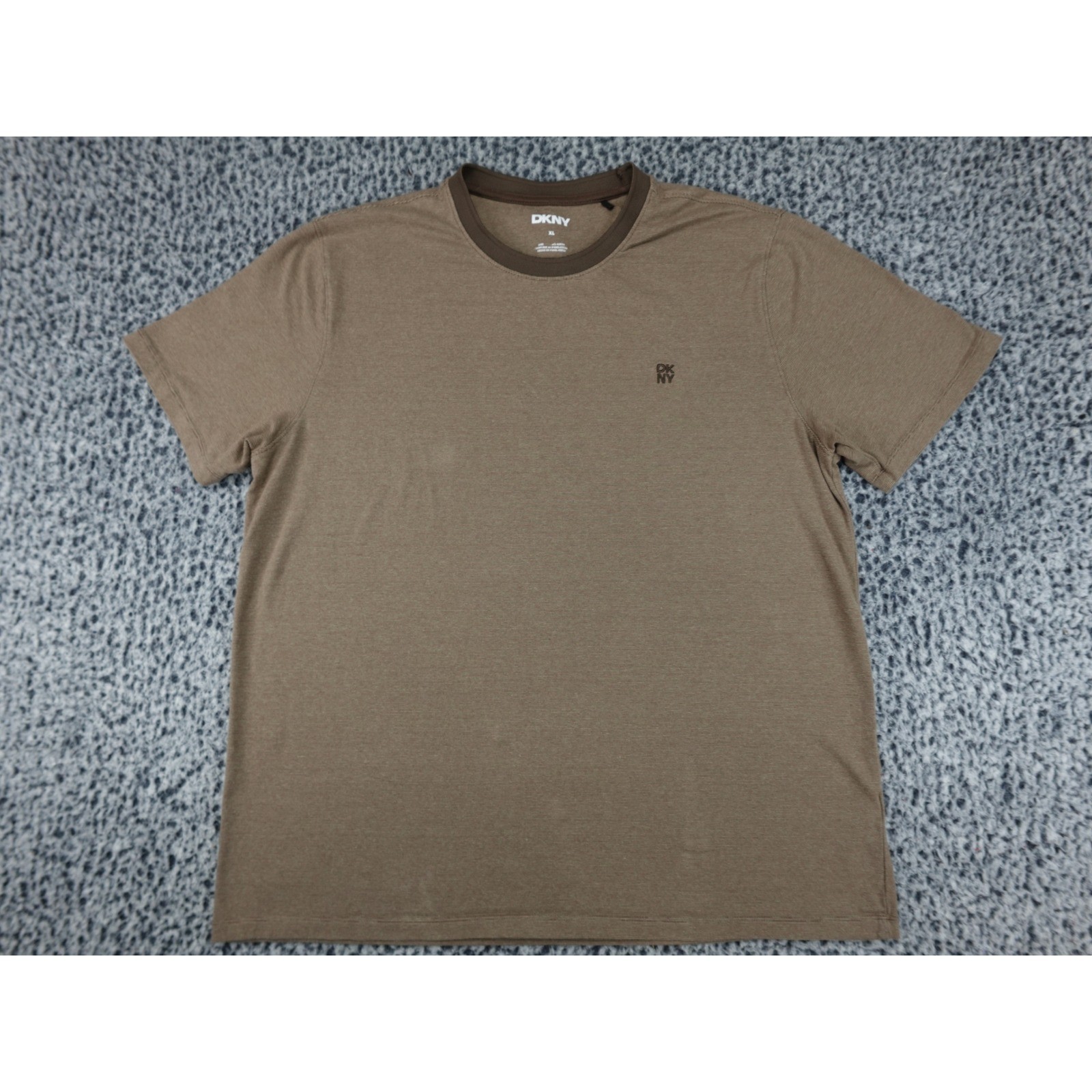 DKNY T-Shirt Mens XL Brown Excellent Ribbed Texture Short Sleeve Cotton Spandex gallery