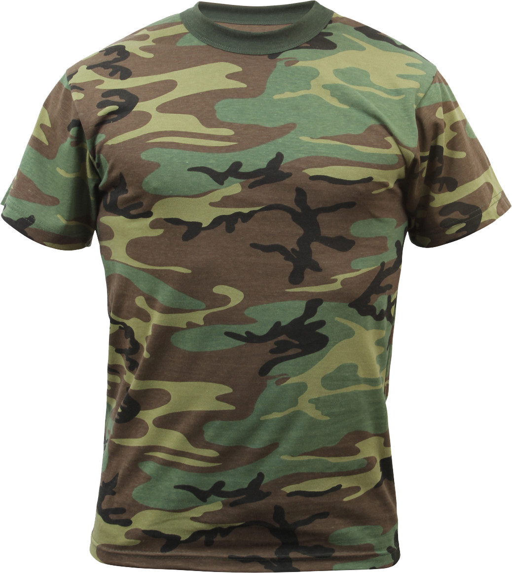 Mens Woodland Camo Tactical T-Shirt Military Army Green Camouflage Short Sleeve gallery