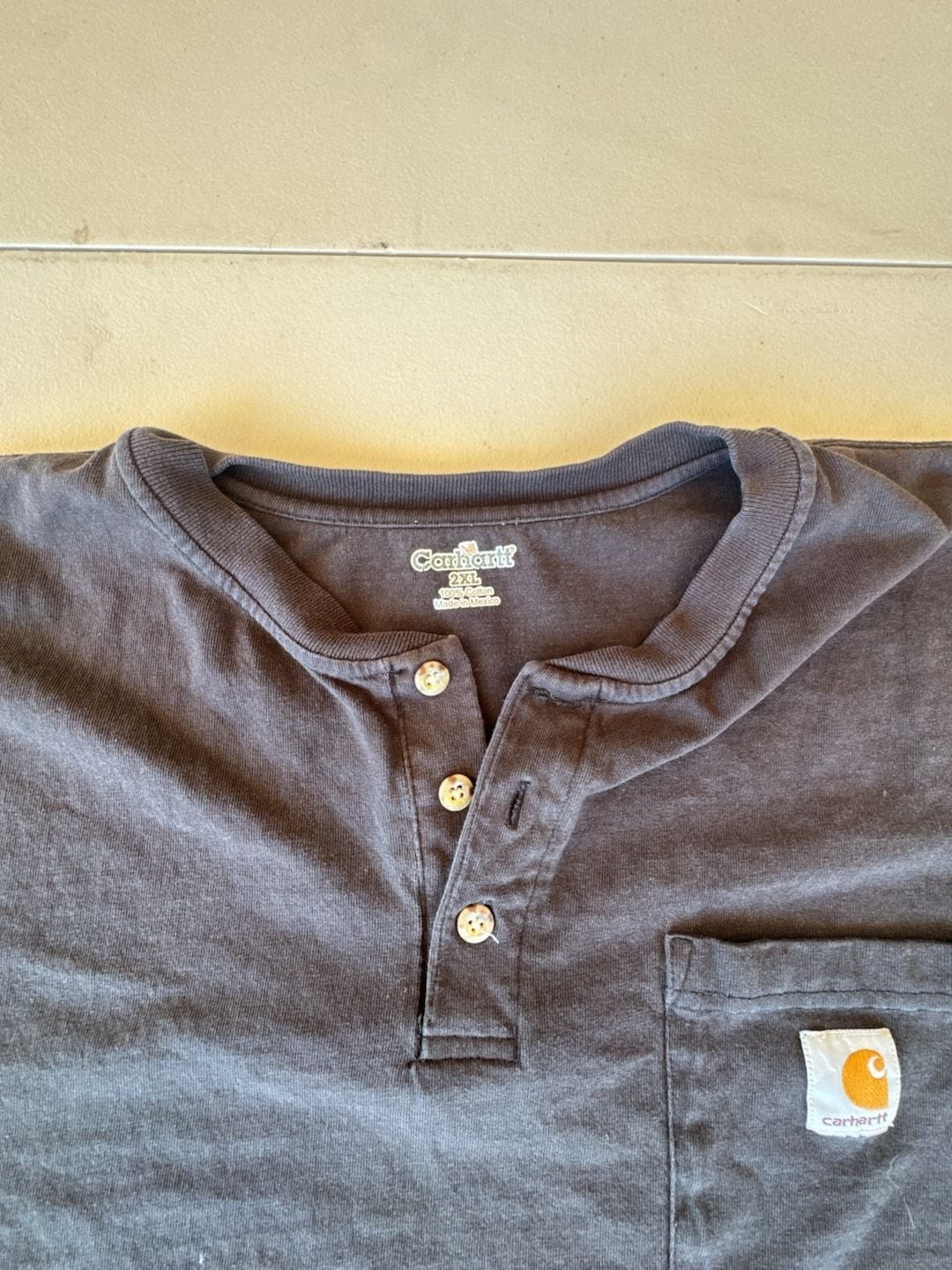 Carhartt K84 Workwear Loose Fit Short-Sleeve Henley T-Shirt with Pocket. Used bu gallery