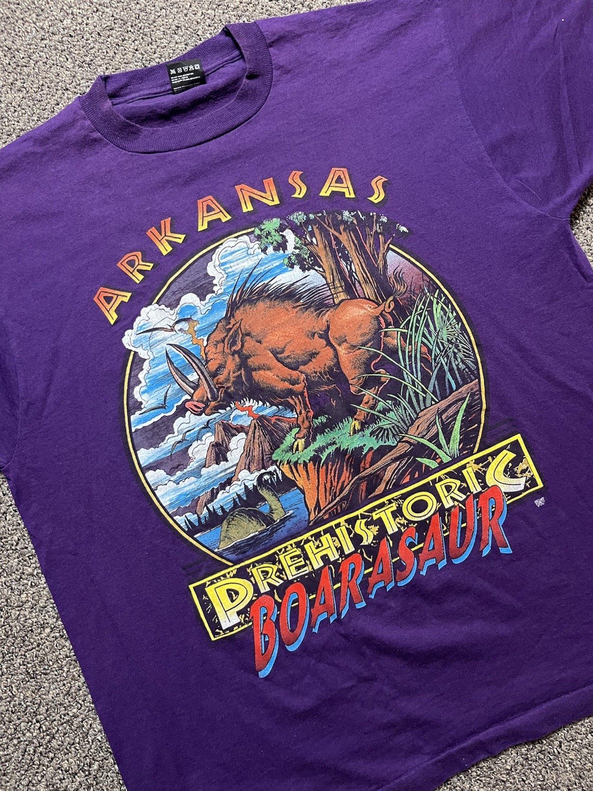Vintage Arkansas Boarasaur T Shirt Deadstock XL 90s Dinosaur Boar gallery