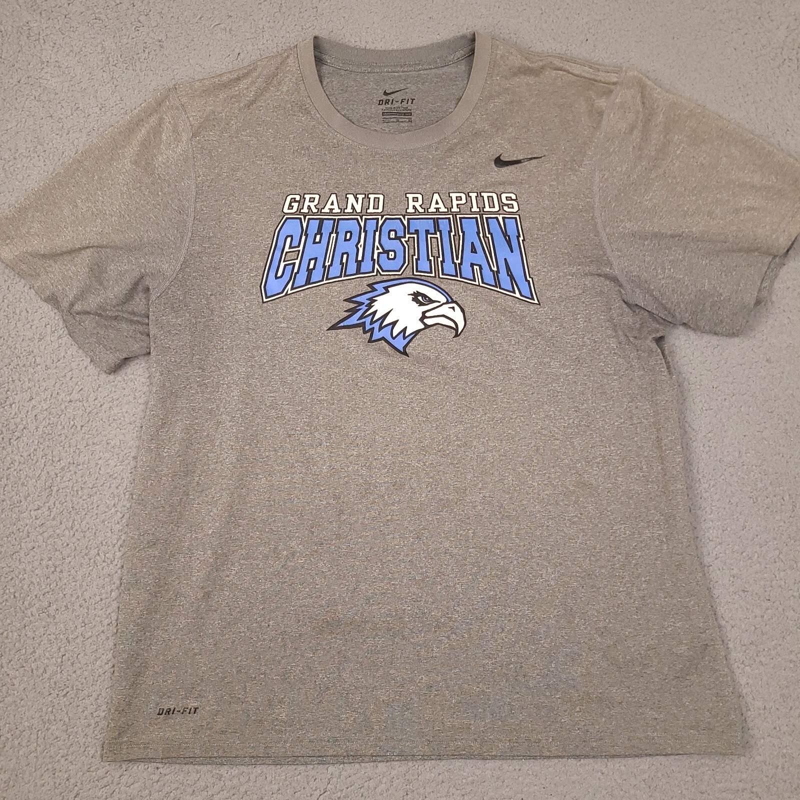 Nike Grand Rapids Christian Eagles T-Shirt Mens Teens XL Gray Dri Fit Sports gallery
