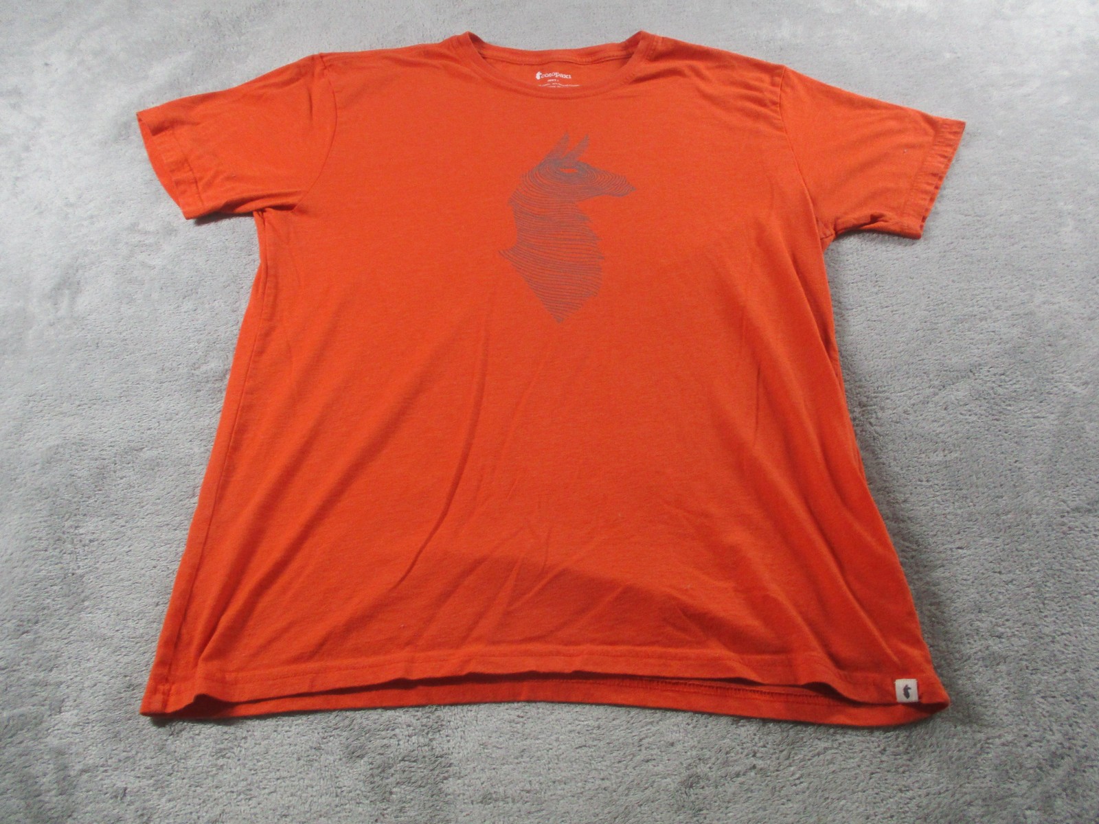 Cotopaxi Shirt Mens Large Orange Llama Graphic Tee Outdoor Tagless Crewneck