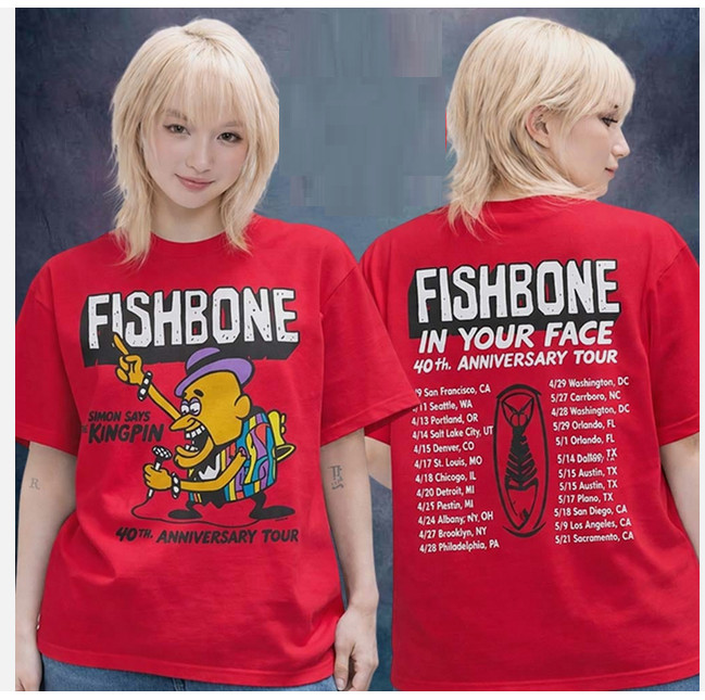 Fishbone In Your Face 40th Anniversary Tour 2026 Unisex 2Sided T-Shirt