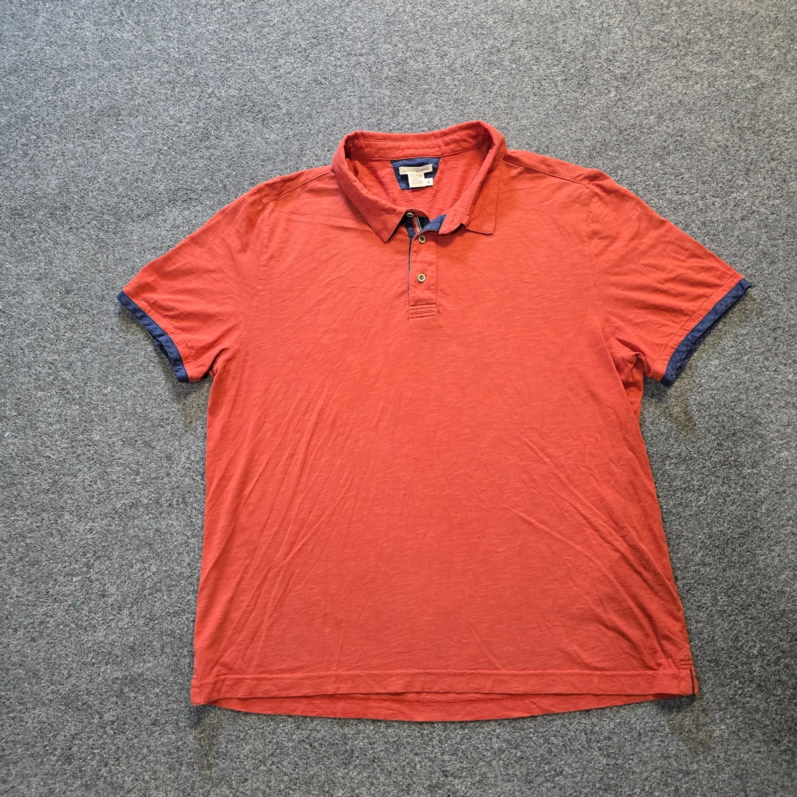 Carbon 2 Cobalt Top Mens Size XL Orange Polo Short Sleeve Slub Knit Casual Basic