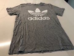 Adidas Performance Tee Mens Medium Gray Short Sleeve T-Shirt White Logo