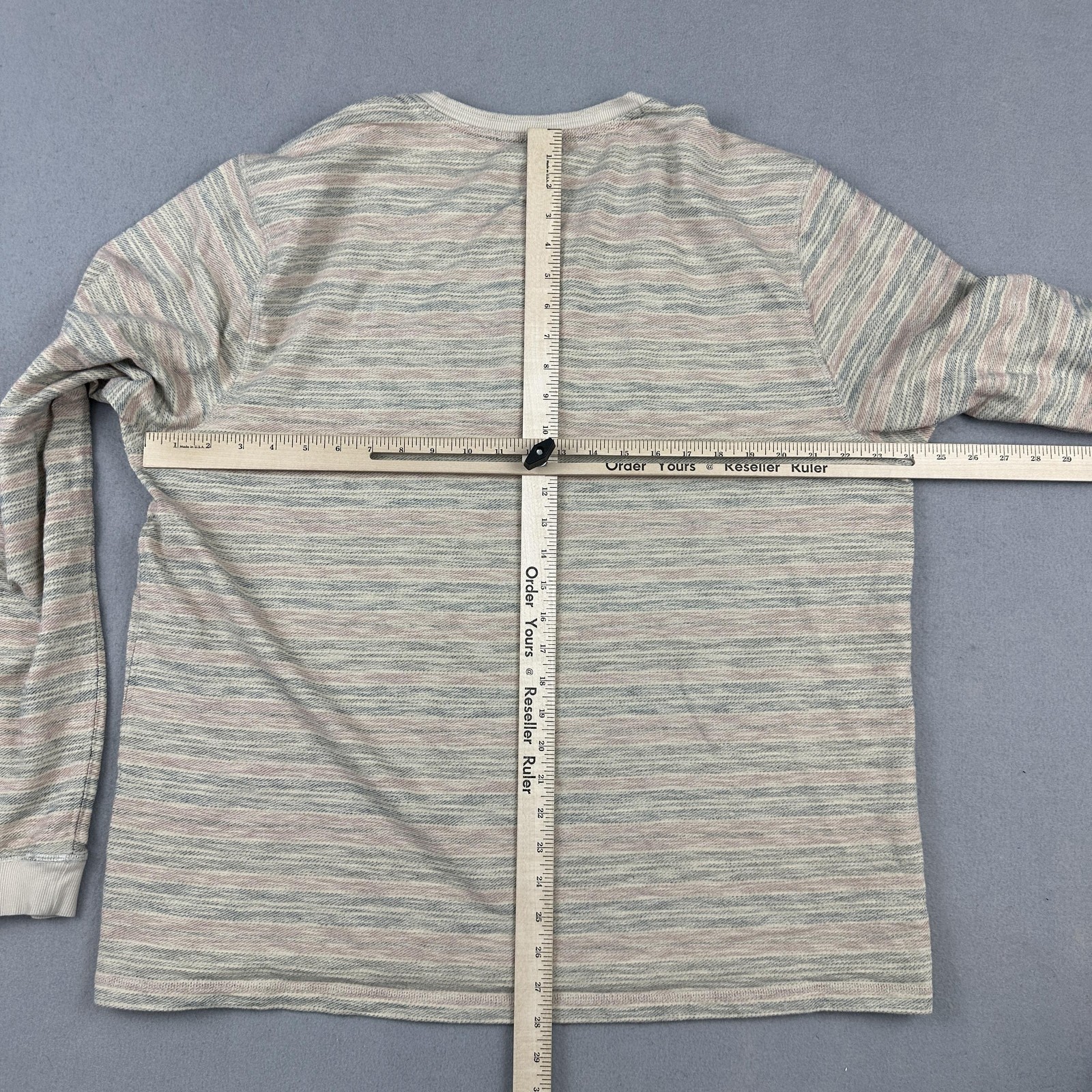 Carbon2Cobalt Shirt Men 2XL Beige Striped Henley Long Sleeve Knit Pullover XXL gallery